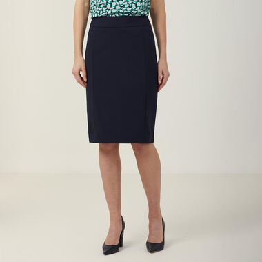 Stretch Wool Blend Panel Pencil Skirt