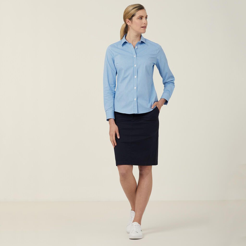 Avignon Gingham Check Stretch Long Sleeve Slim Shirt
