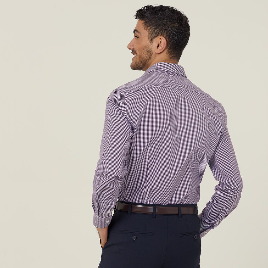 Avignon Gingham Check Stretch Long Sleeve Slim Shirt