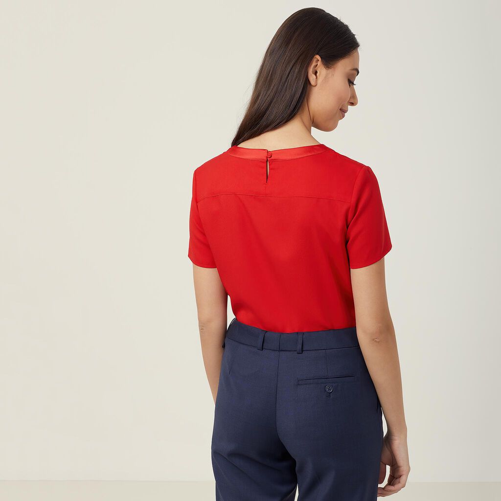 Satin Back Crepe Short Sleeve Shell Top