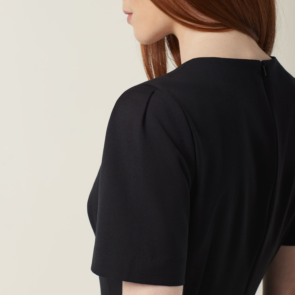 Wool Blend Twill Short Sleeve Dress