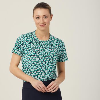 Antibacterial Petal Print Short Sleeve Top