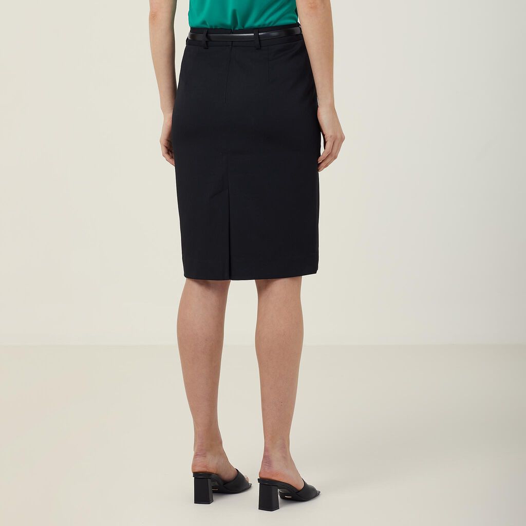 Poly Viscose Stretch Twill Mid-Length Pencil Skirt 