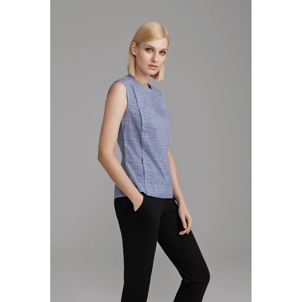 Stretch Cotton Blend Sleeveless Shell Top