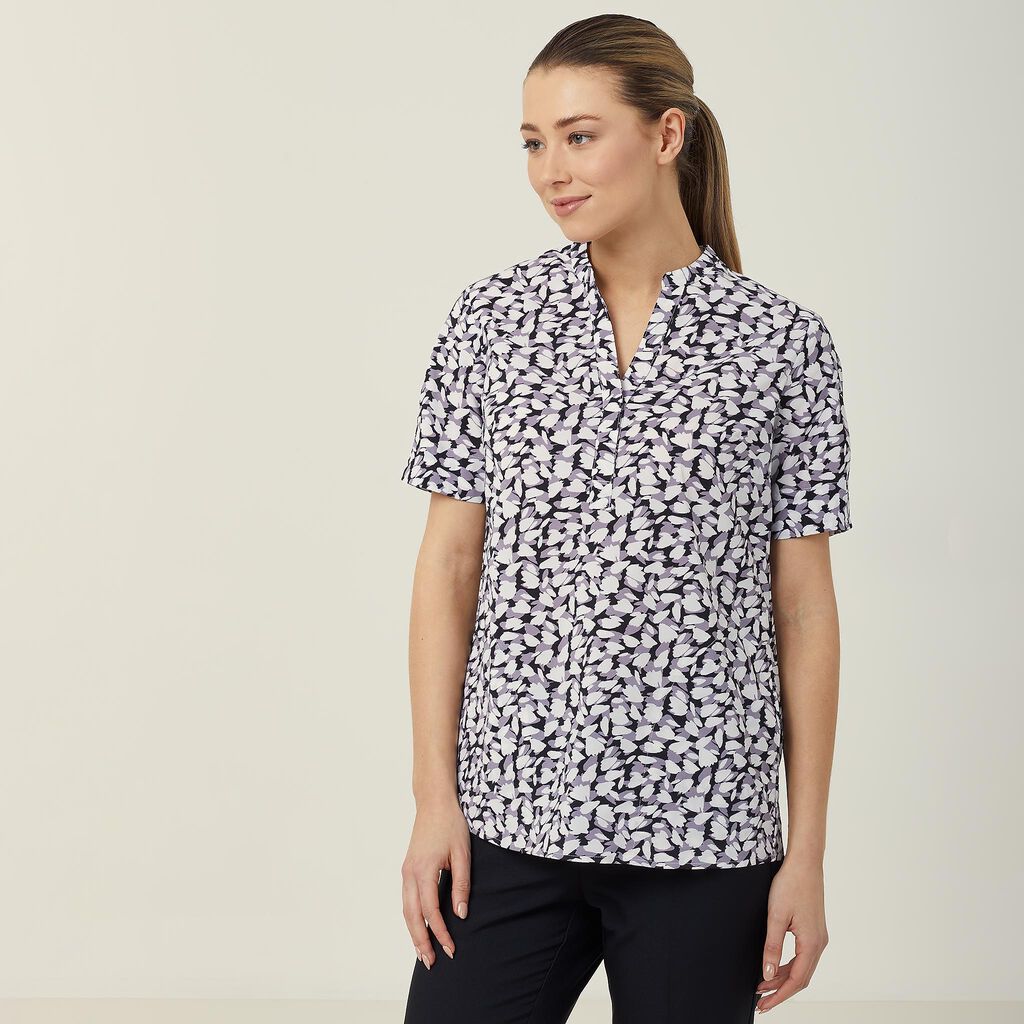 Antibacterial Petal Print Short Sleeve Tunic