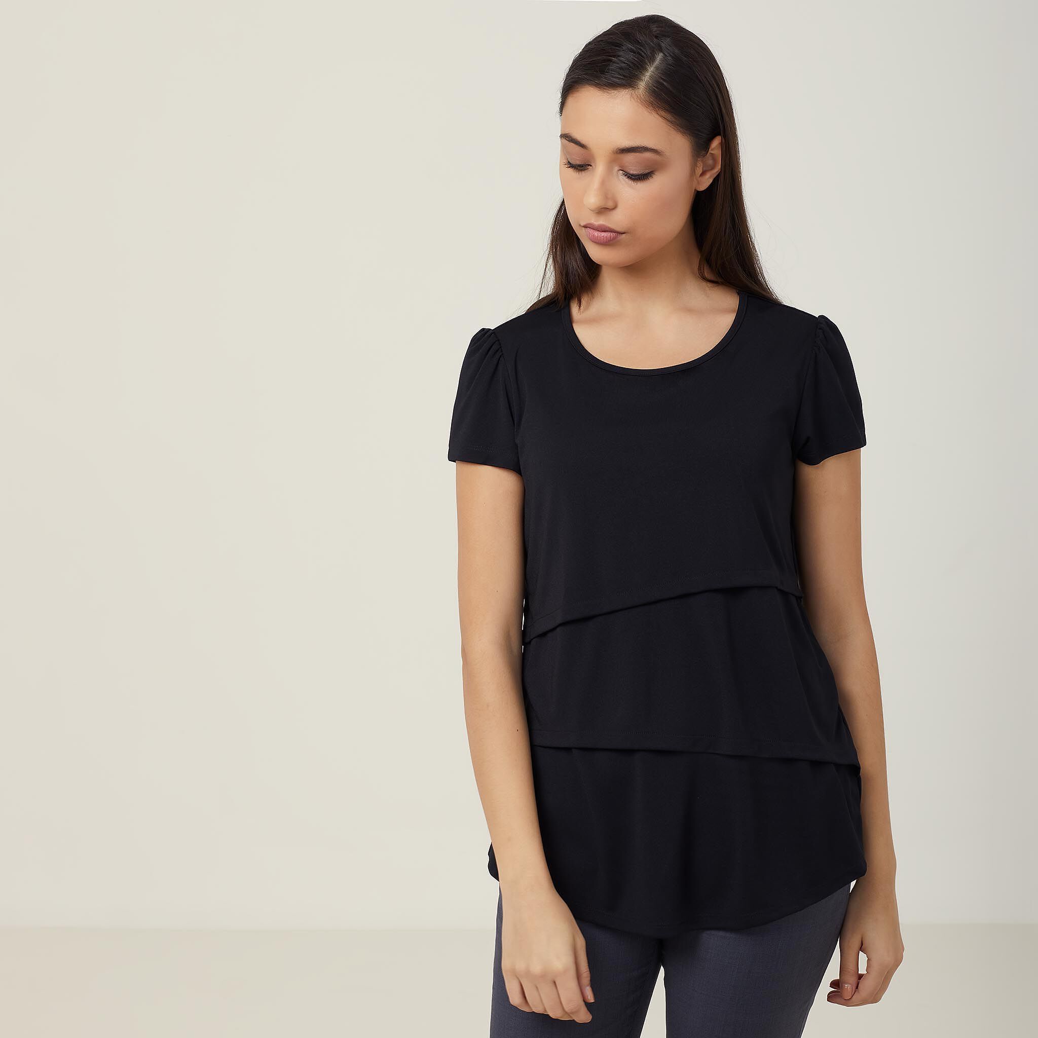 MELT THE LADY basic jersey tops bk×gry