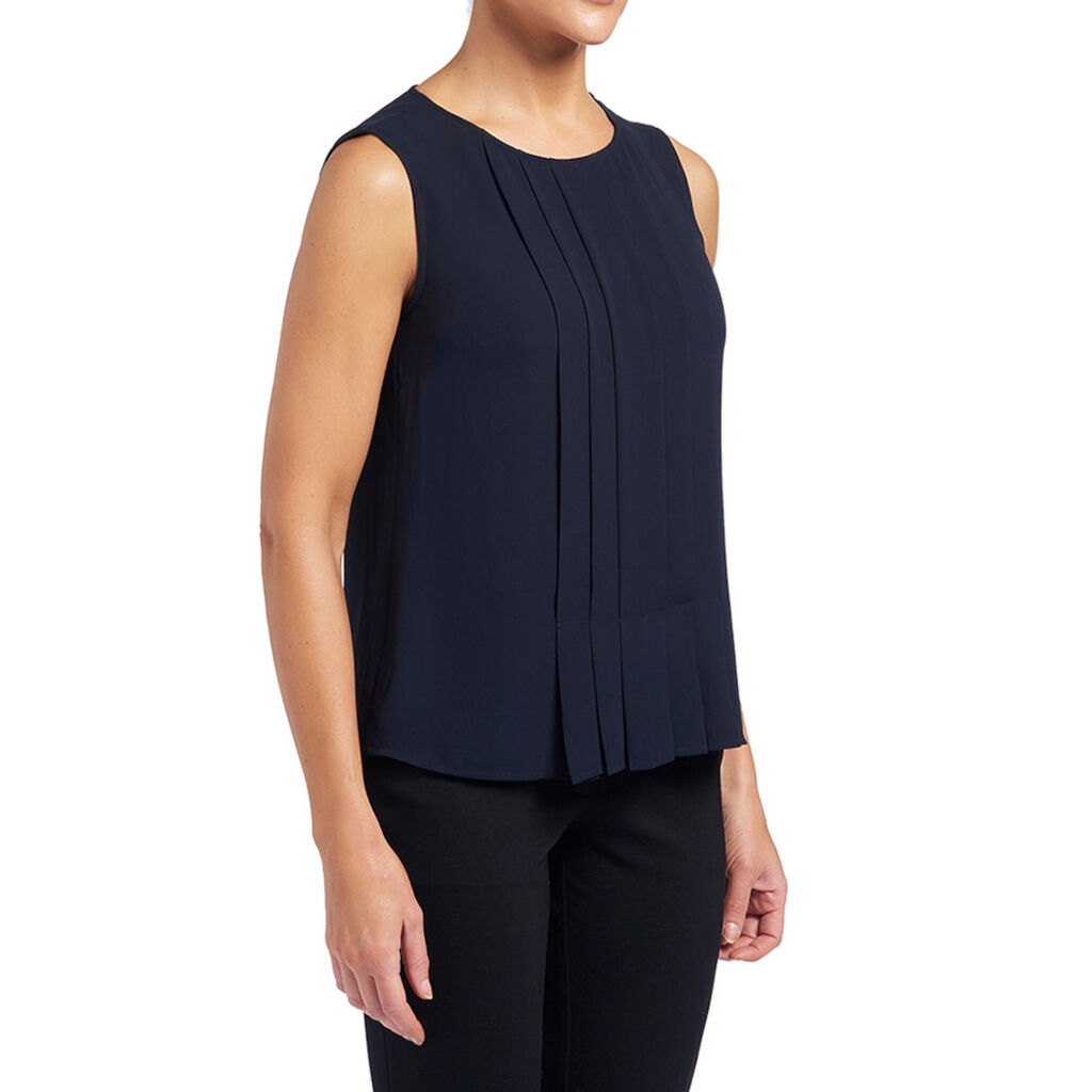 Sleeveless Pleat Front Blouse