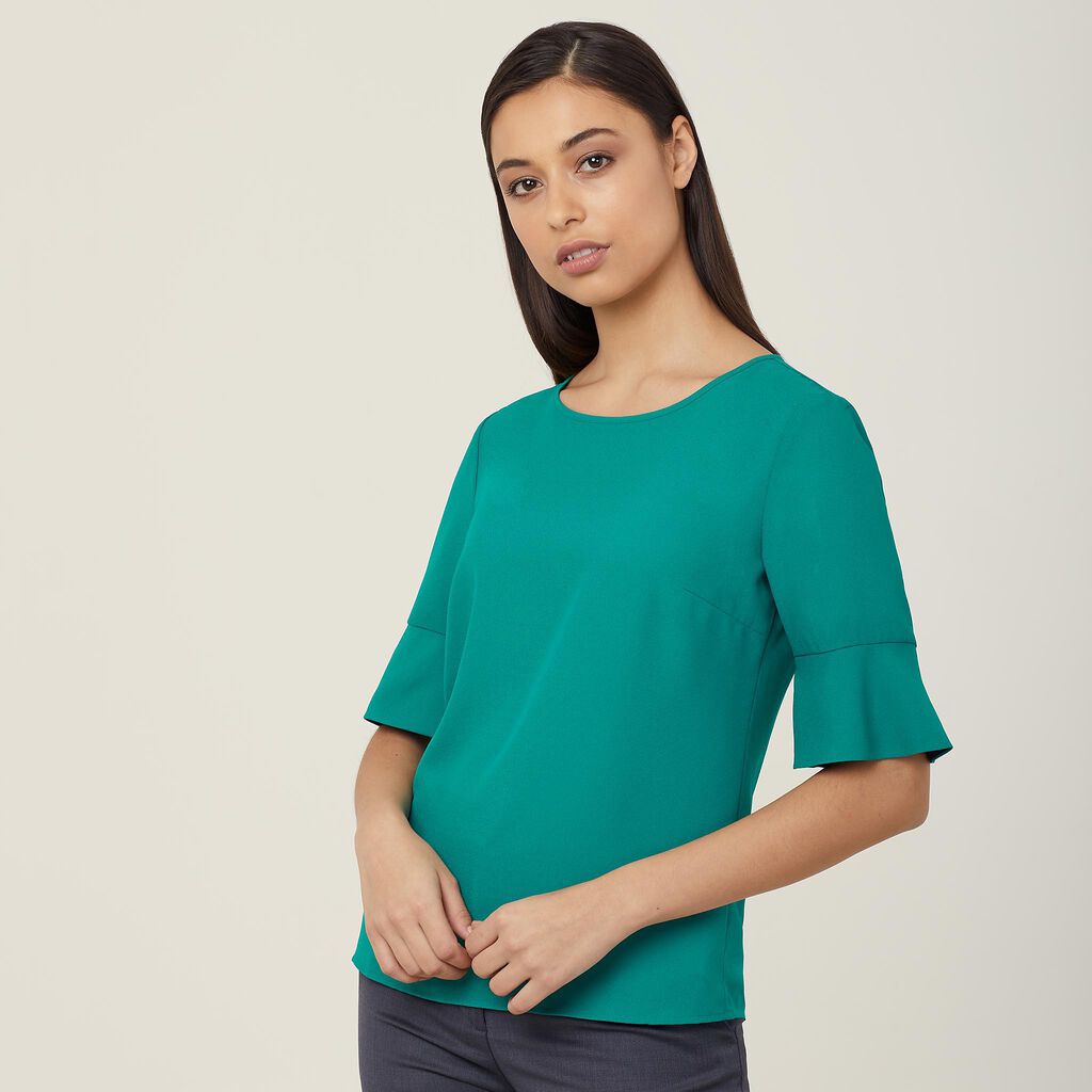 French Georgette Fluted Sleeve Top