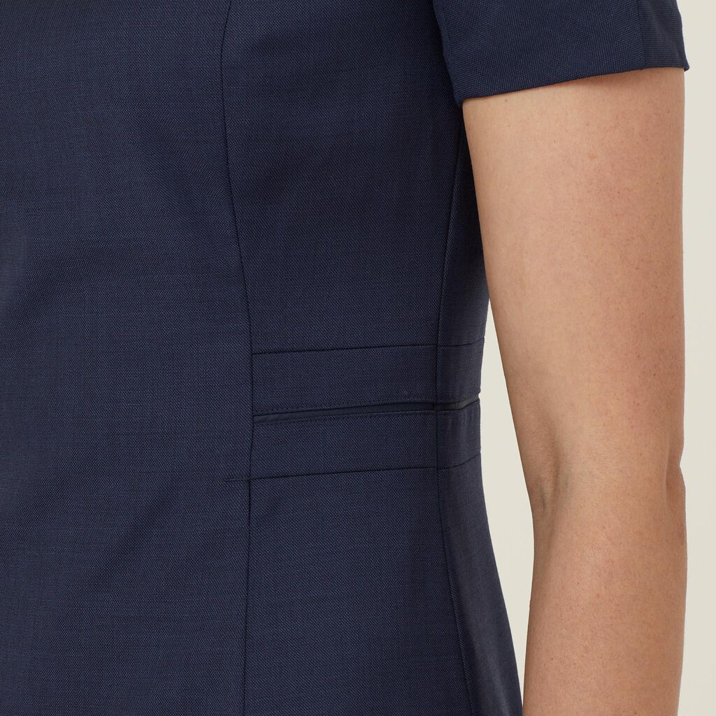 Sharkskin Short Sleeve Detail Dress