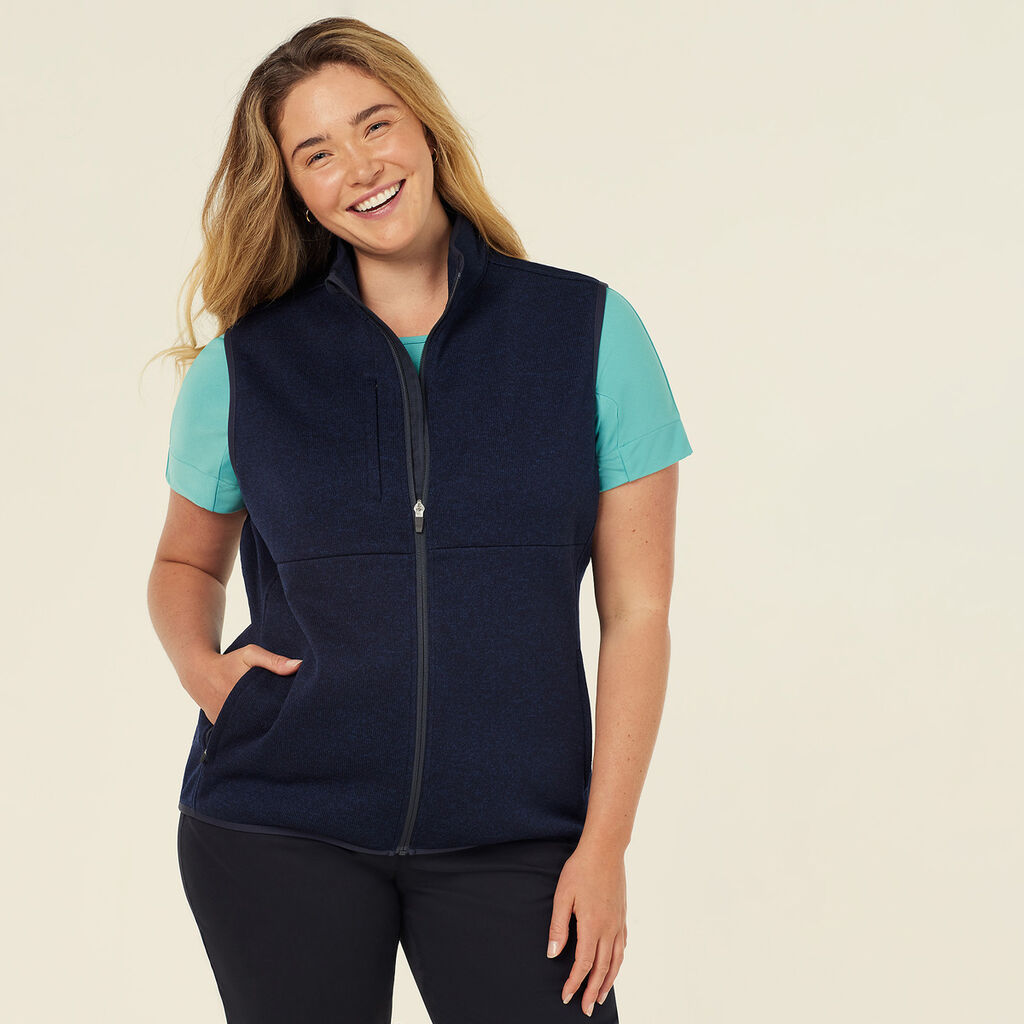 Textured Fleece Zip Front Vest