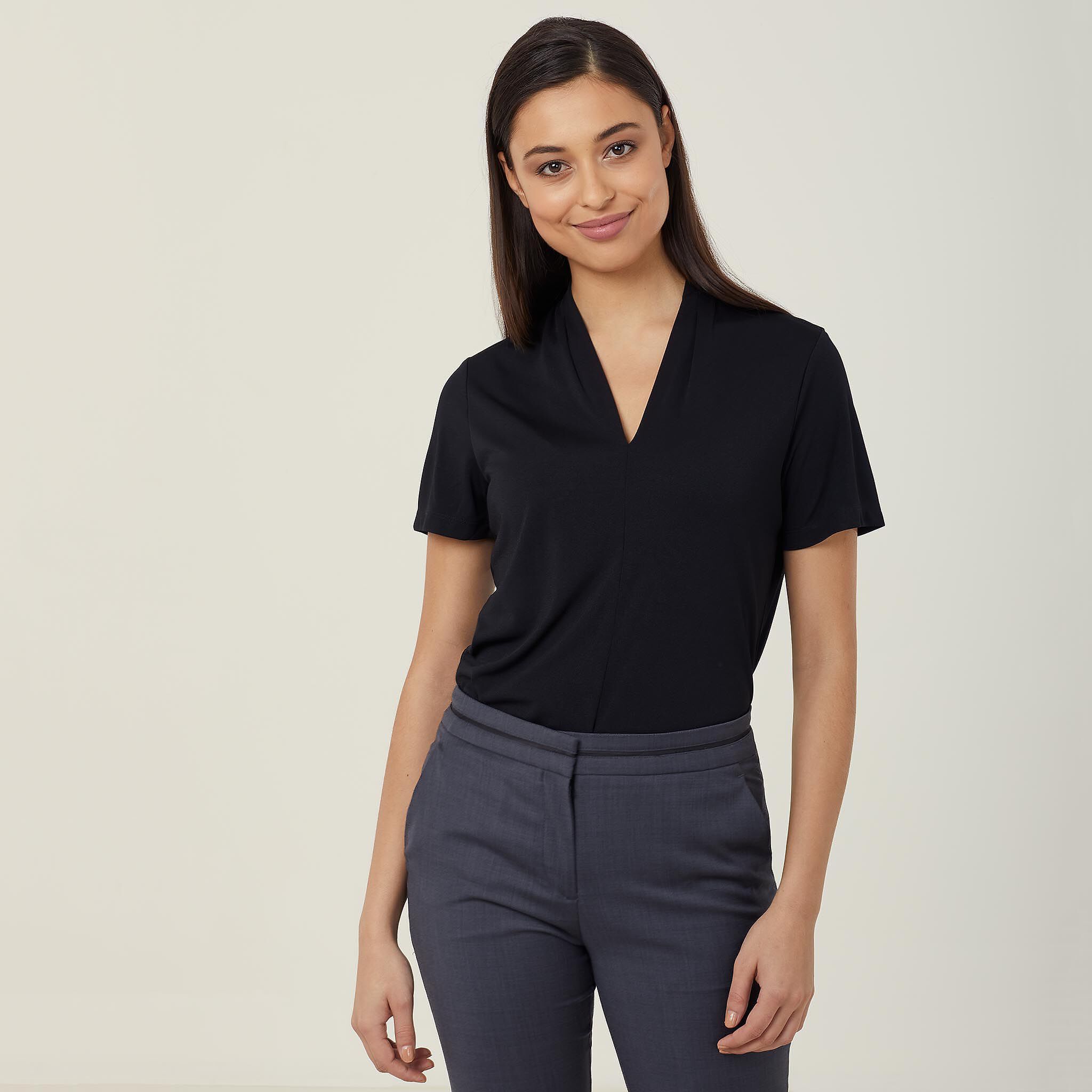 werthy 野沢和香 NEW V-NECK RIB TOP(cupin) joseph-ribkoff-tops-vanilla-