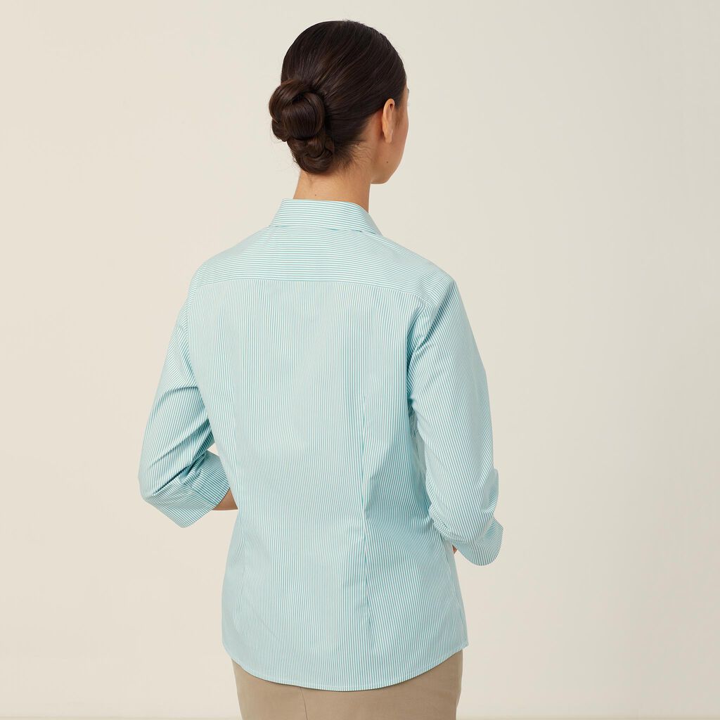 Avignon Fine Block Stripe Stretch 3/4 Sleeve Shirt