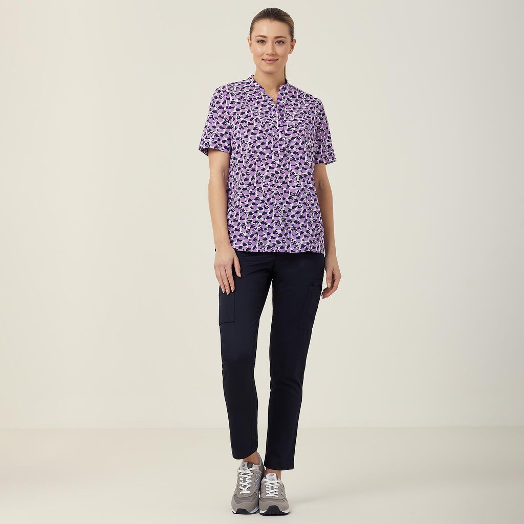 Antibacterial Petal Print Short Sleeve Tunic