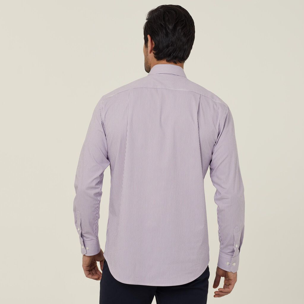 Avignon Fine Block Stripe Stretch Long Sleeve Shirt