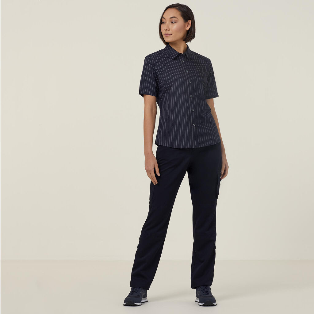 Avignon Pinstripe Stretch Short Sleeve Shirt