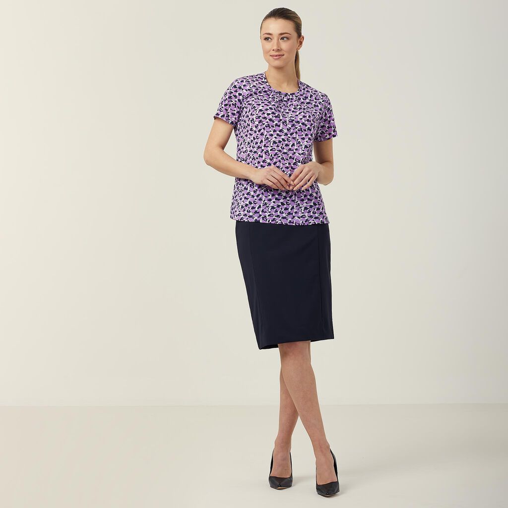 Antibacterial Petal Print Short Sleeve Top