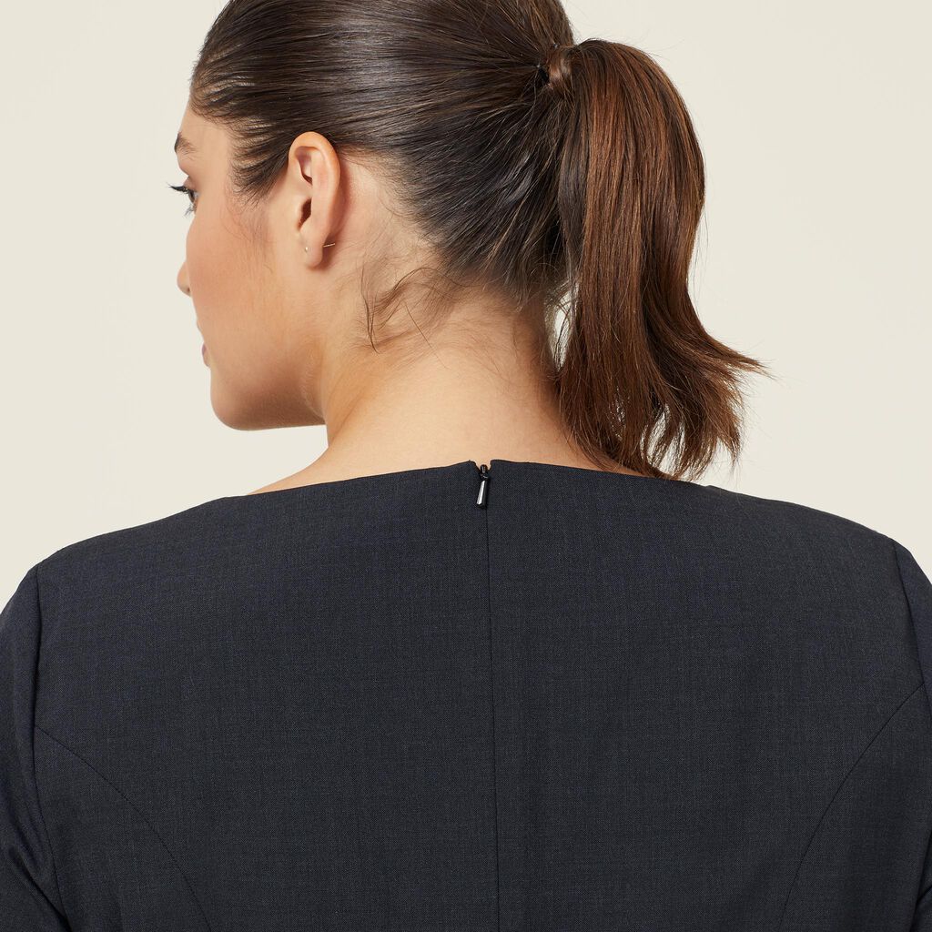 Stretch Wool Blend Short Sleeve Dress