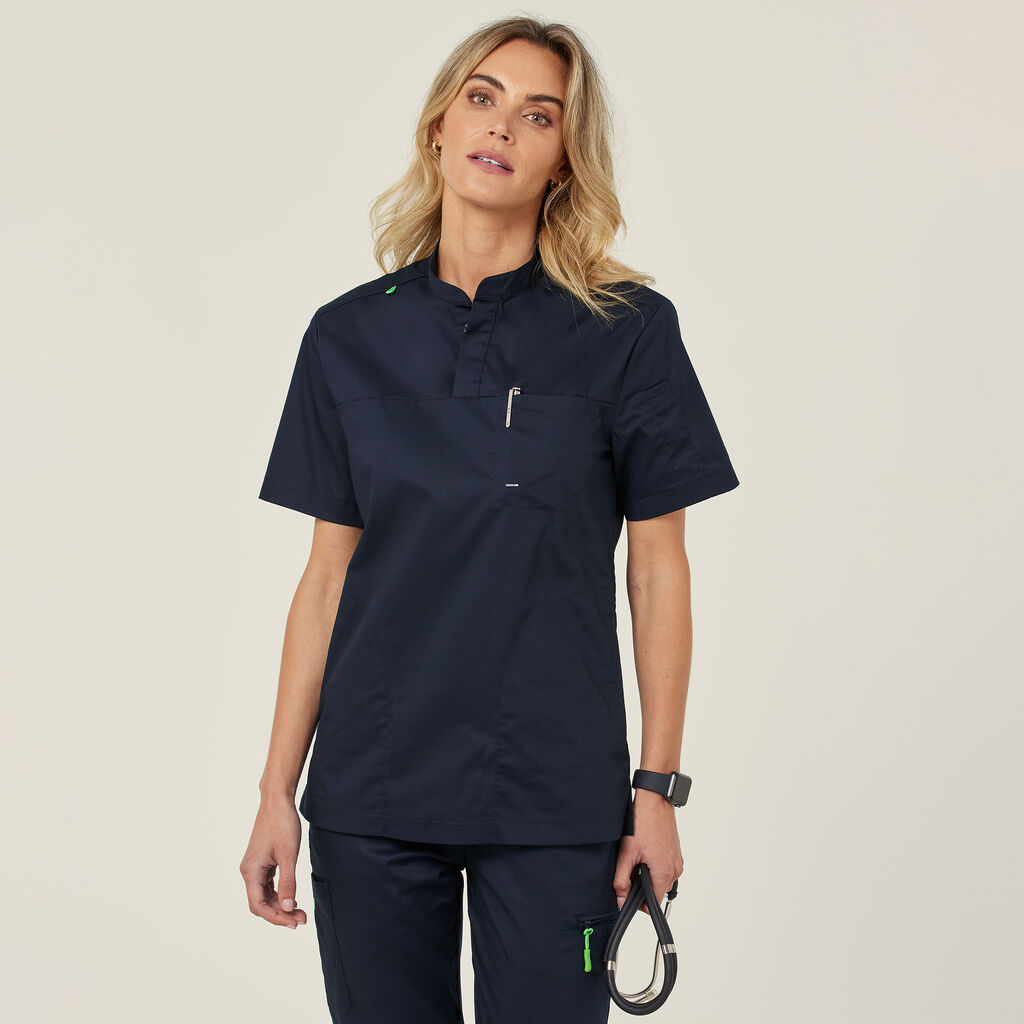 Next-Gen Antibacterial Active Doherty Mandarin Collar Scrub Top