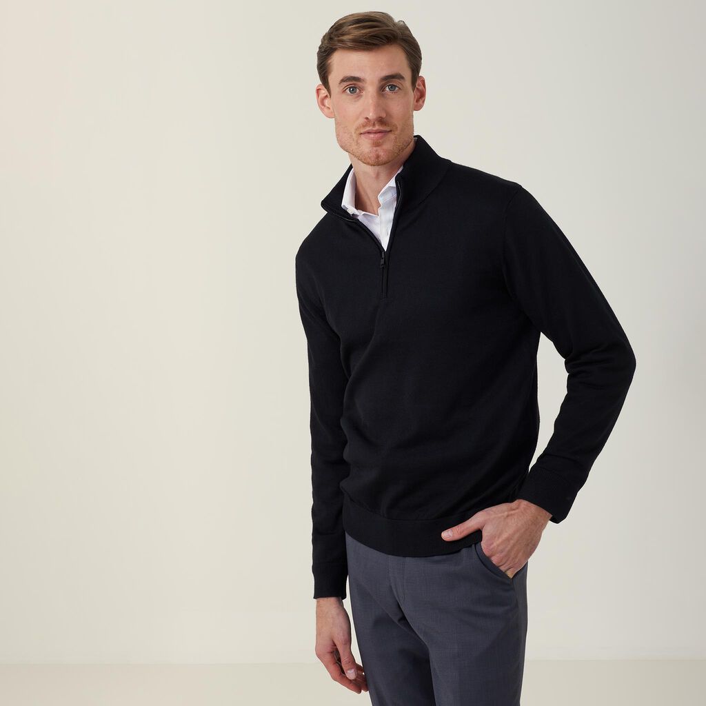 Trevira® Wool Blend Long Sleeve Zip Neck Jumper