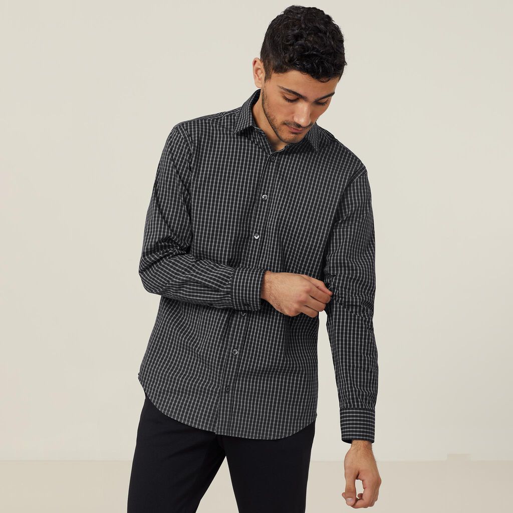 Avignon Window Check Stretch Long Sleeve Shirt