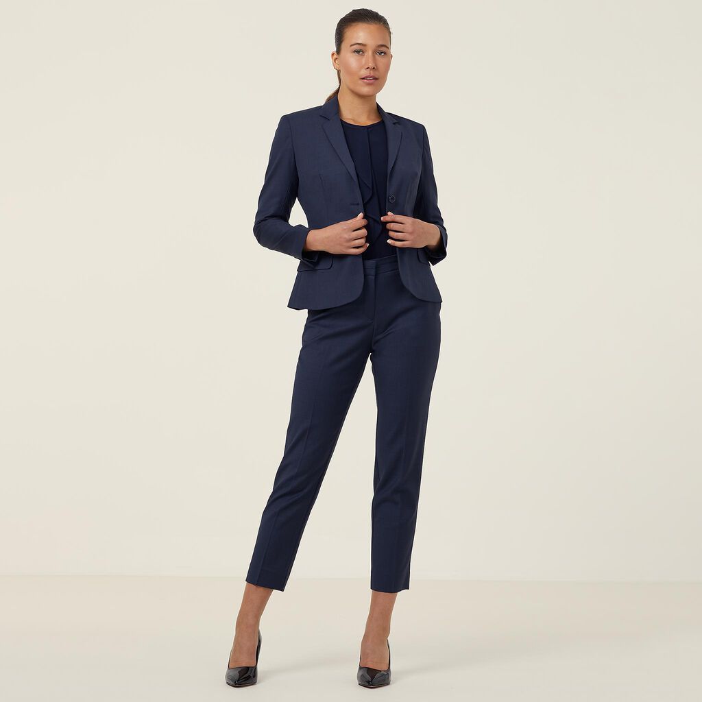 Sharkskin 2 Button Mid-Length Detail Jacket