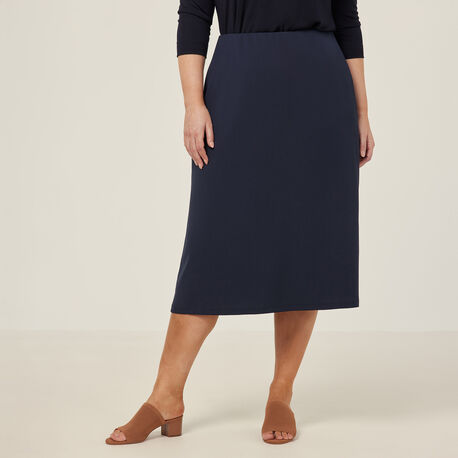 Crepe Stretch Midi Length A-line Skirt