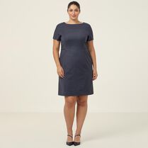 Sharkskin Short Sleeve Detail Dress