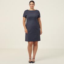 Sharkskin Short Sleeve Detail Dress