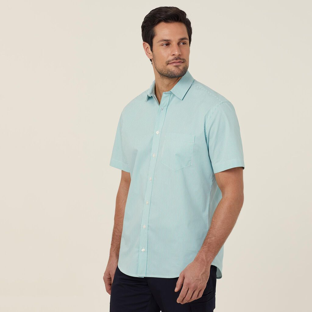 Avignon Fine Block Stripe Stretch Short Sleeve Shirt