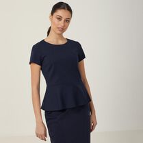 Ponte Knit Cap Sleeve Peplum Top 