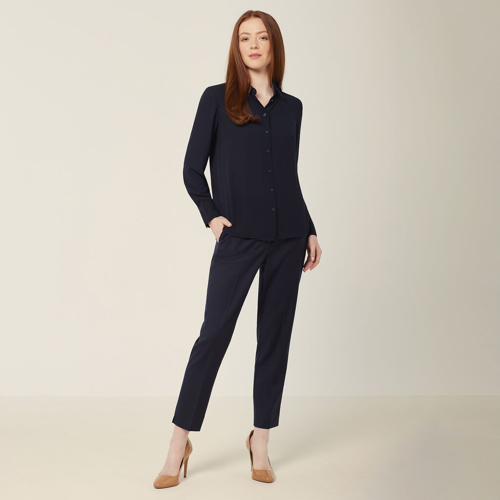 Wool Blend Twill Secret Waist Slim Leg Pant