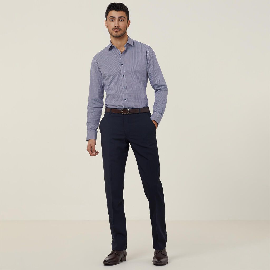 Avignon Gingham Check Stretch Long Sleeve Slim Shirt