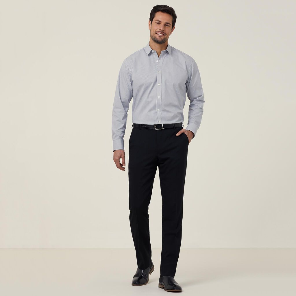 Avignon Fine Block Stripe Stretch Long Sleeve Shirt