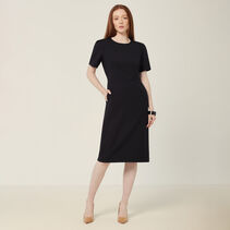 Wool Blend Twill Short Sleeve Dress