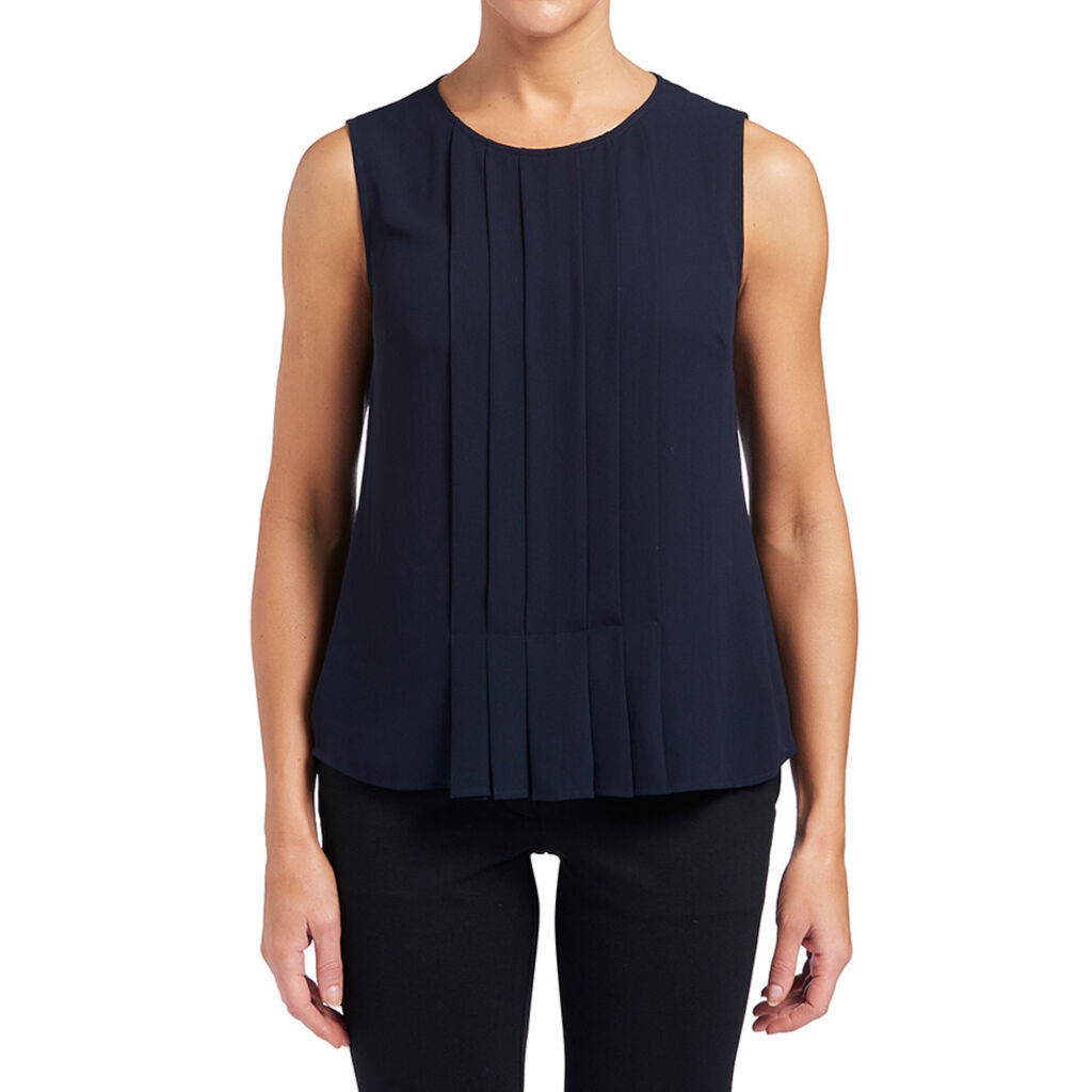 Sleeveless Pleat Front Blouse