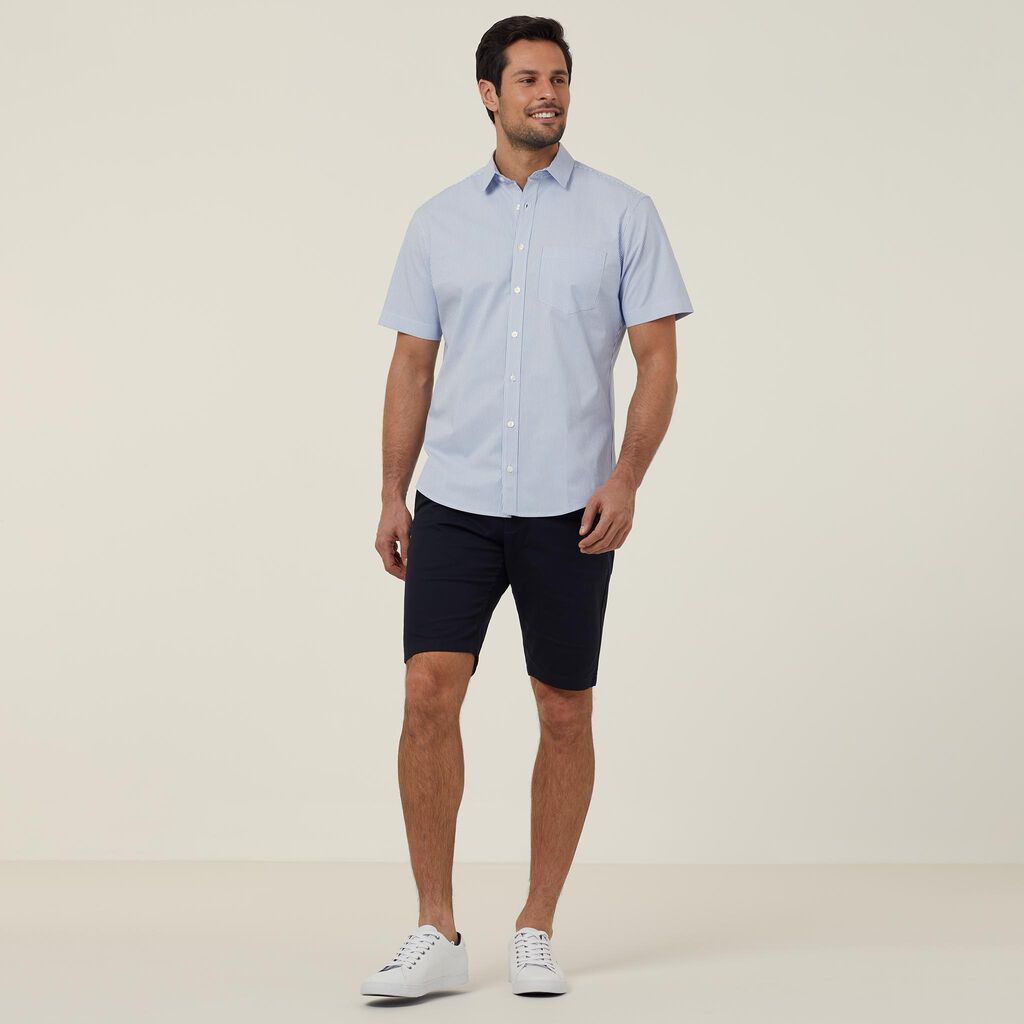 Avignon Fine Block Stripe Stretch Short Sleeve Shirt