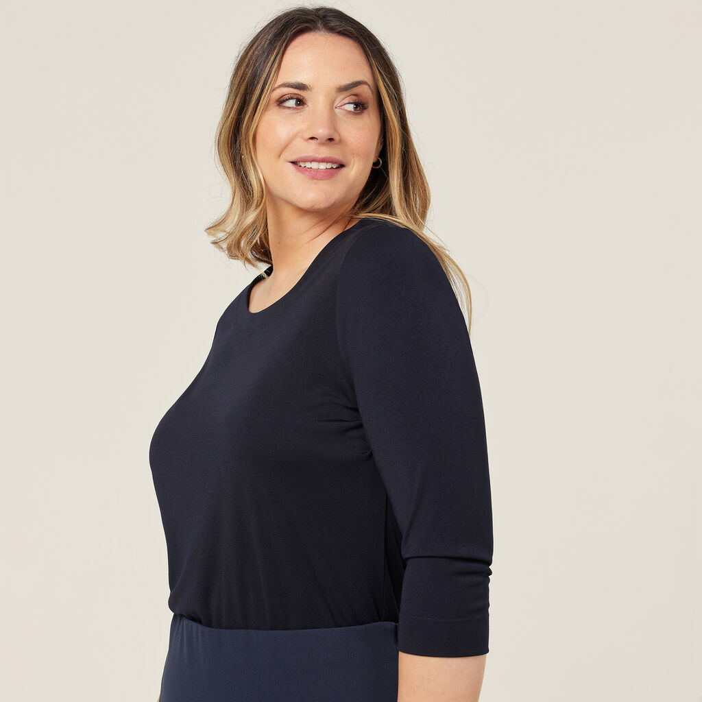 Matt Jersey Boat Neck 3/4 Sleeve Top