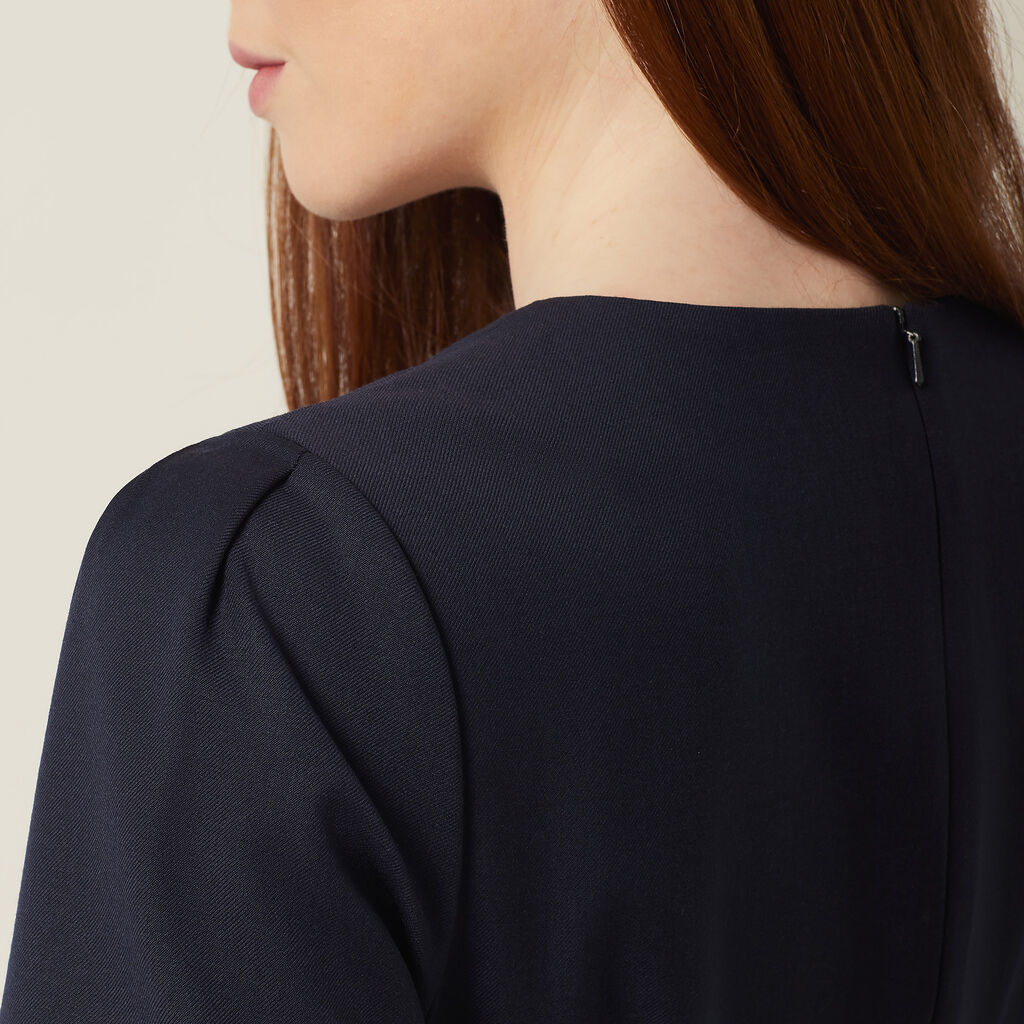 Wool Blend Twill Short Sleeve Dress