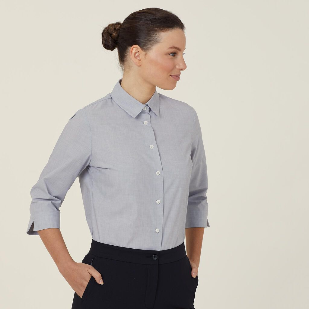 Poly Cotton End On End 3/4 Sleeve Shirt