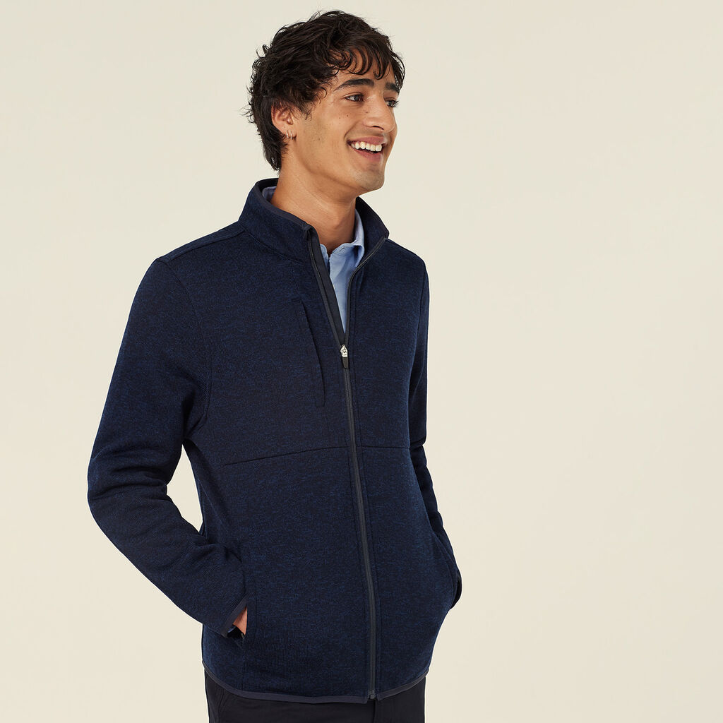 Men's Textured Fleece Zip Front Jacket