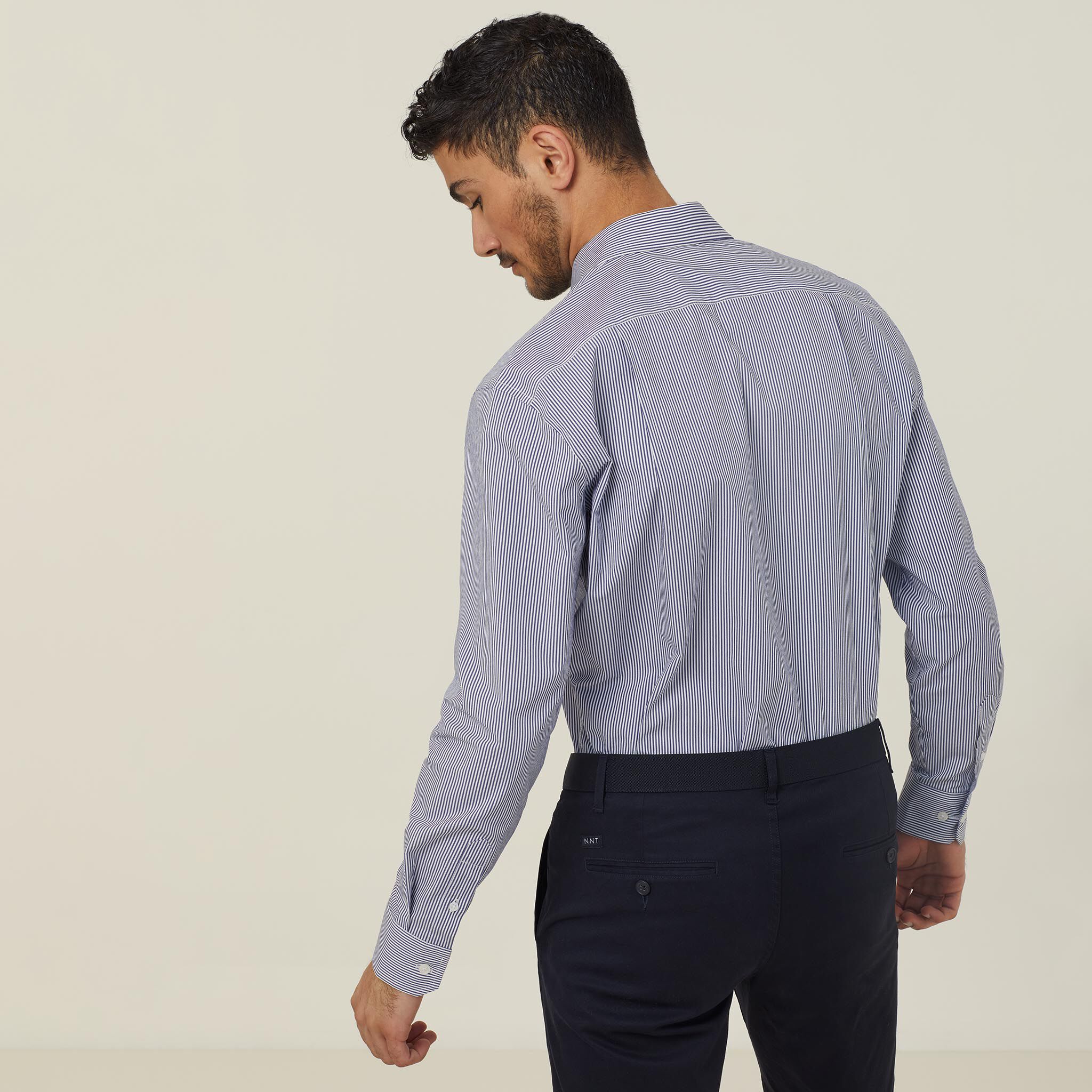 Avignon Stripe Long Sleeve Shirt, navy 