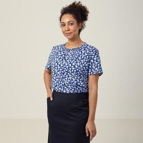 Antibacterial Petal Print Short Sleeve Top