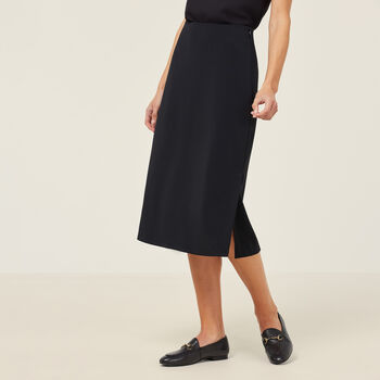 Crepe Stretch Midi Length A-line Skirt