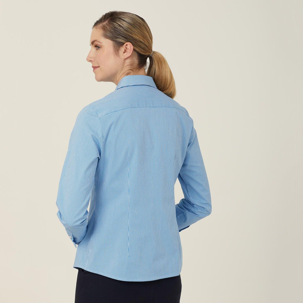 Avignon Gingham Check Stretch Long Sleeve Slim Shirt