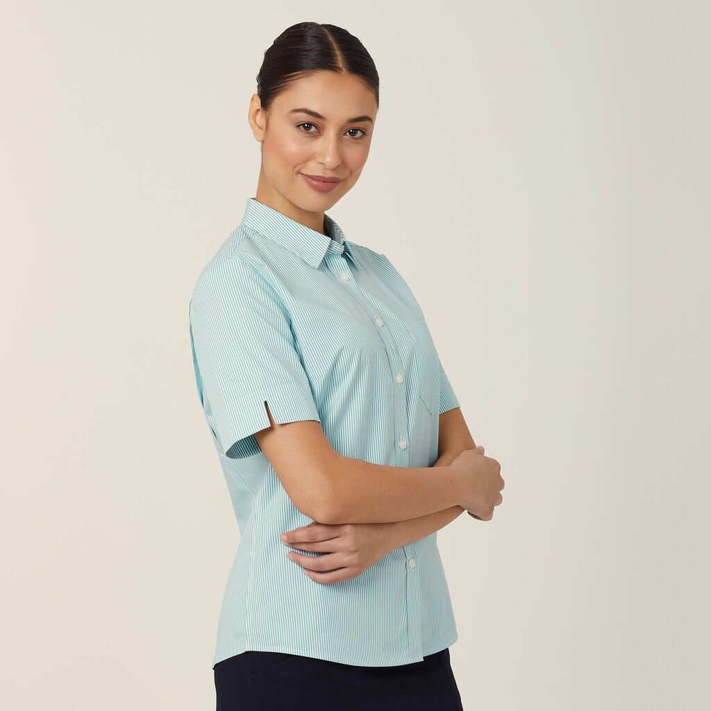 Avignon Fine Block Stripe Stretch Short Sleeve Shirt