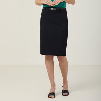 Poly Viscose Stretch Twill Mid-Length Pencil Skirt 
