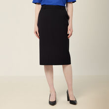 Wool Blend Twill Secret Waist Midi Skirt