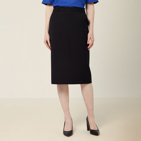 Wool Blend Twill Secret Waist Midi Skirt