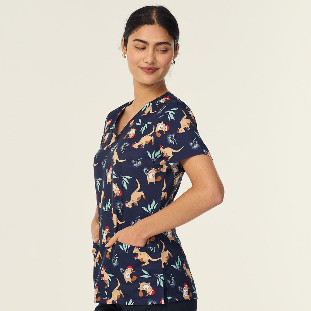 Native Festive Scrub Top