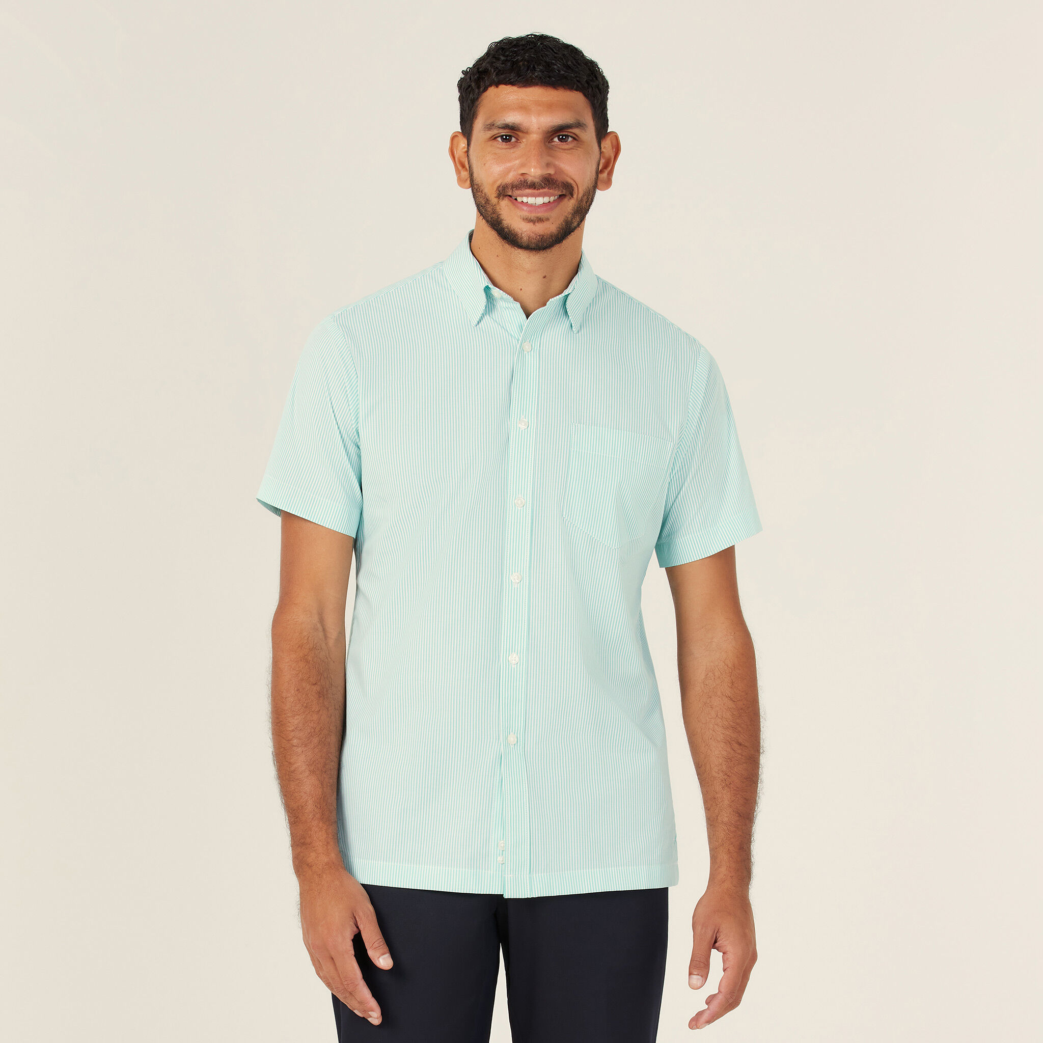 Green button up best sale shirt short sleeve